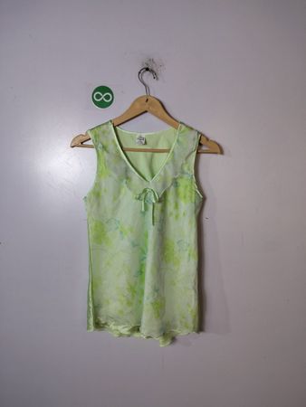 Light Green Floral Sleeveless Top