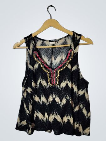 stoosh black and white zigzag patterned sleeveless top