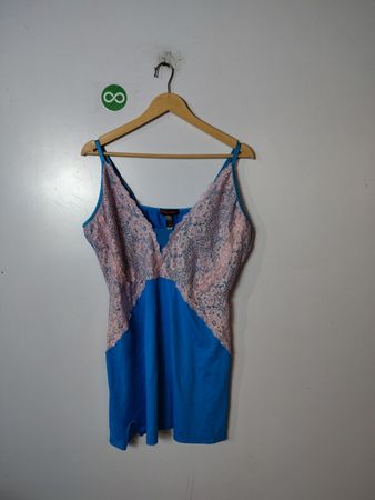 Popsi Lingerie Blue and Pink Lace Chemise