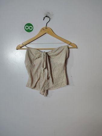 Beige Tie-Front Top