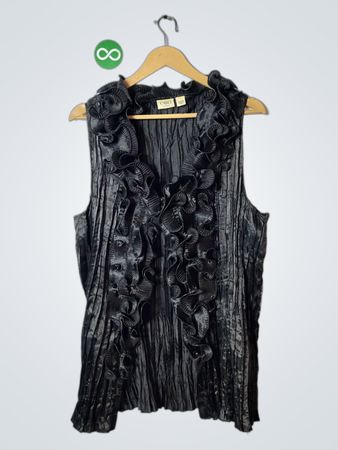 Cato Woman Black Ruffled Sleeveless Top