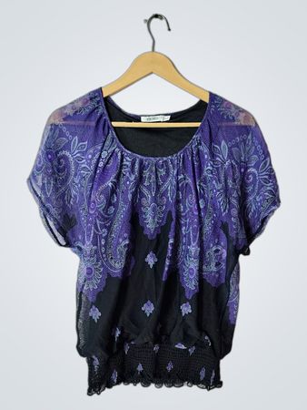 RICKI'S Purple Paisley Short Sleeve Top