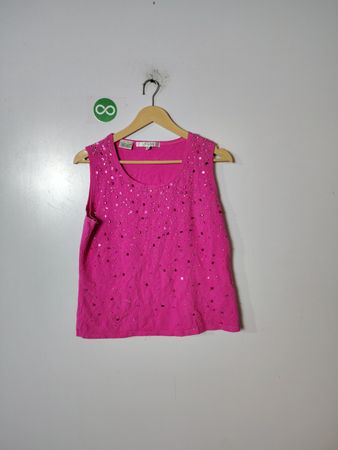 Loulou Pink Sequin Sleeveless Top