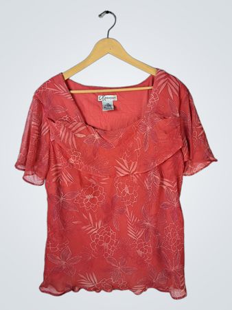 Dressbarn Coral Floral Blouse