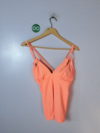 Peach-colored swimsuit top