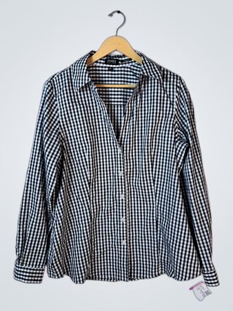 Jones New York Black and White Gingham Shirt