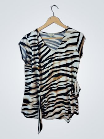 Chenault Zebra Print Wrap Top