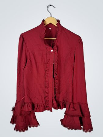 Red Ruffled Blouse