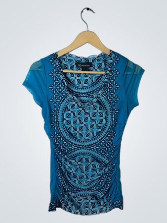 INC International Concepts Blue Graphic Print Top