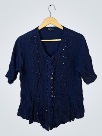 Papa Button-Up Blouse with Sequins