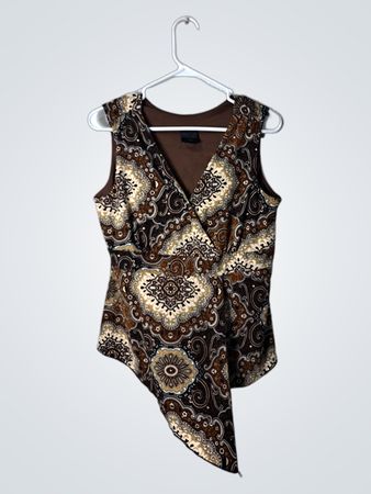 Brown Paisley Sleeveless Top