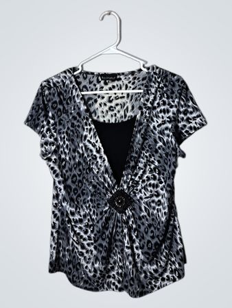Bay Studio Career Petite Leopard Print Top