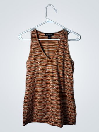 INC International Concepts Petite Striped Sequin Tank Top