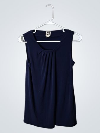 Anne Klein Sleeveless Navy Blouse