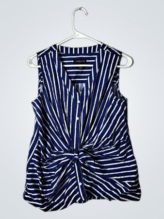 Liz Claiborne Sleeveless Striped Knot Front Blouse