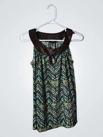 Ever California Green and Brown Patterned Dress