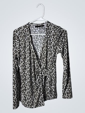 Tahari Leopard Print Long Sleeve Top