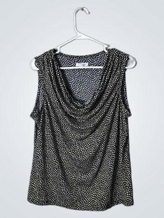 Charter Club Women's Black and White Polka Dot Top