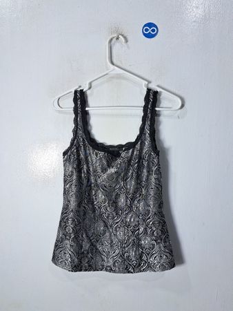 Women's Gray and Black Lace Trim Camisole