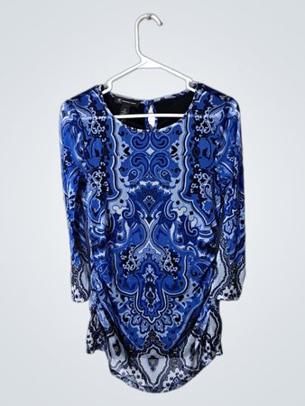Blue Paisley Long-Sleeve Top