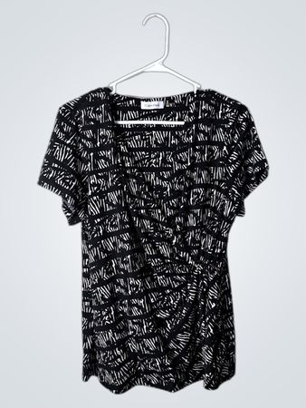 Calvin Klein Women's Black & White Printed Wrap Top