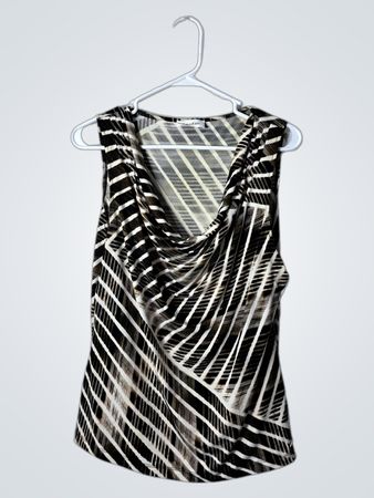 Calvin Klein Gray and Black Striped Top