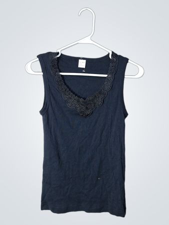 Black Tank Top with Lace Trim