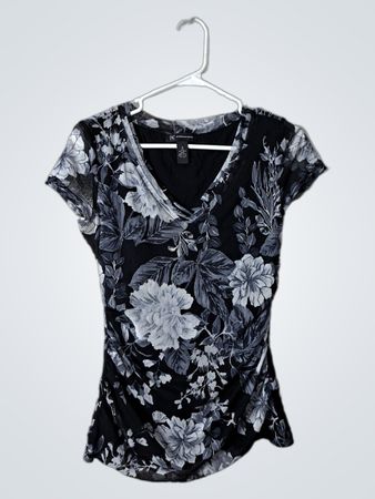 Black and White Floral Blouse