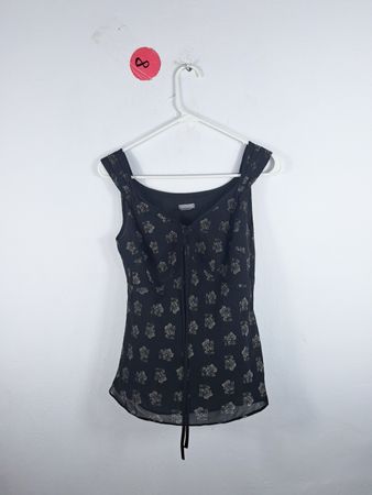 Ann Taylor Black Floral Print Sleeveless Top
