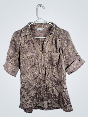 Marie Claire Brown Paisley Shirt