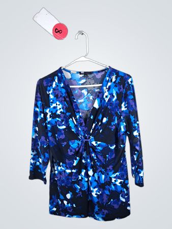 CHAUS Floral Print V-Neck Top