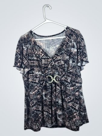 Blouse with Belt Accent