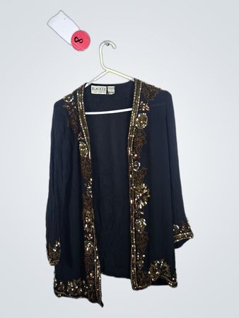 Black Tie Oleg Cassini Embellished Kimono Jacket