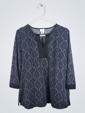 Jaclyn Smith Gray Paisley Blouse