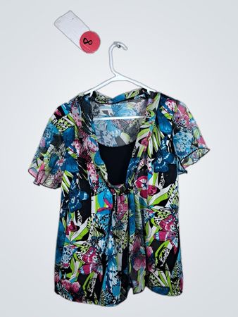 Sheer Butterfly Print Kimono Top