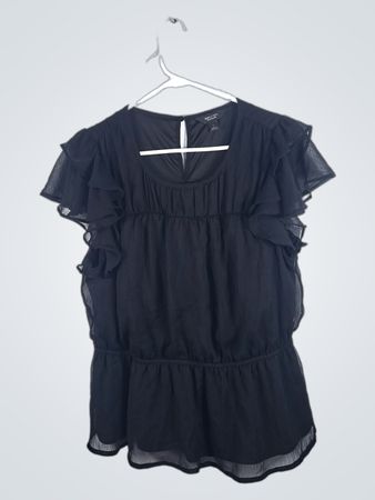 Simply Vera Wang Black Ruffle Sleeve Blouse