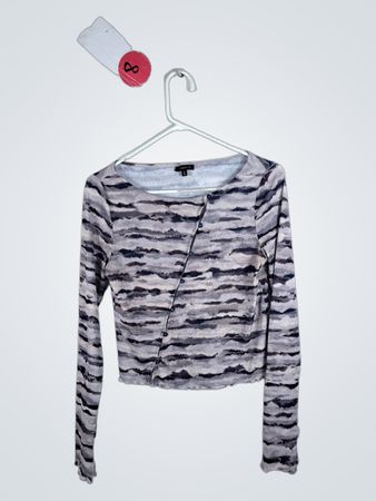 Dynamite Gray and Black Striped Long Sleeve Top