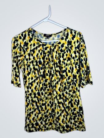 Premise Studio Yellow and Blue Leopard Print Top