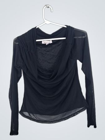 Harlow & Rose Black Mesh Long Sleeve Top