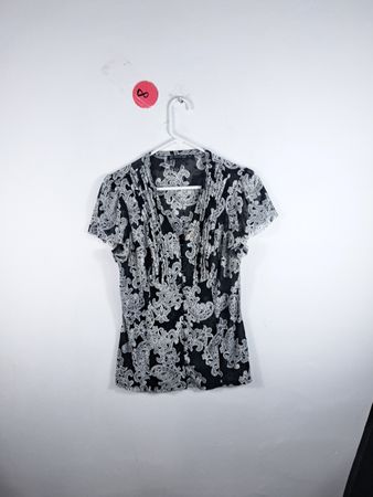Black and White Floral Blouse