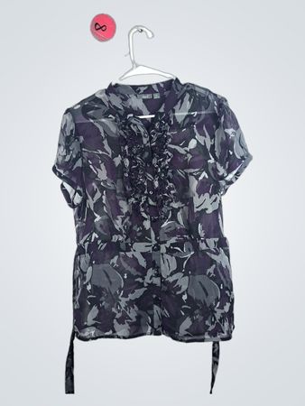 Apt. 9 Purple and Gray Floral Blouse