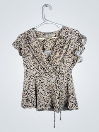 Monteau Los Angeles Floral Print Wrap Top