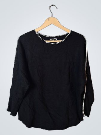 AllSaints Black Blouse with White Trim