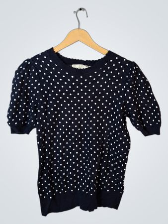 LOFT Navy Polka Dot Knit Top