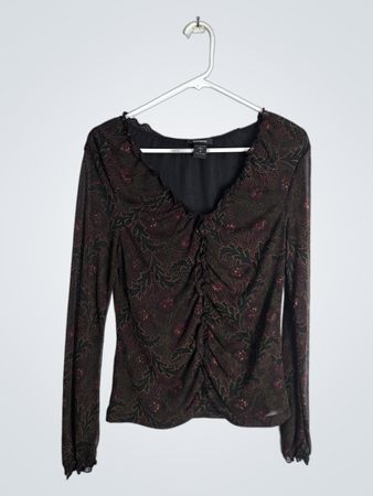 Express Long Sleeve Ruched Mesh Top