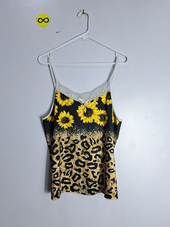 Blouse with Sunflower and Leopard Print