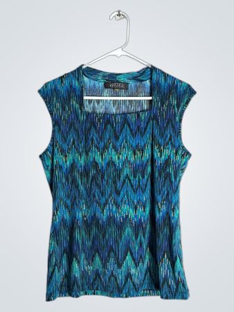 Kasper Blue Patterned Top