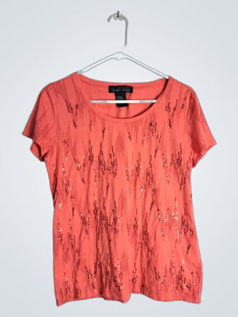 Brandon Thomas Coral Sequined Top