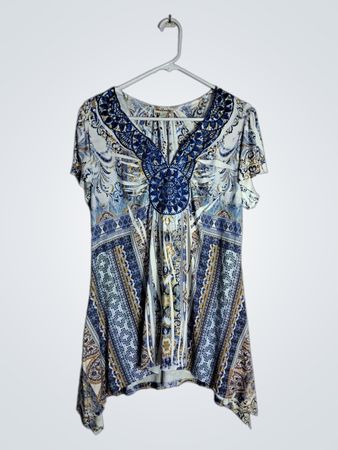 World Unity Blue and Yellow Paisley Dress