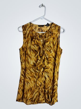 Brown Patterned Sleeveless Top